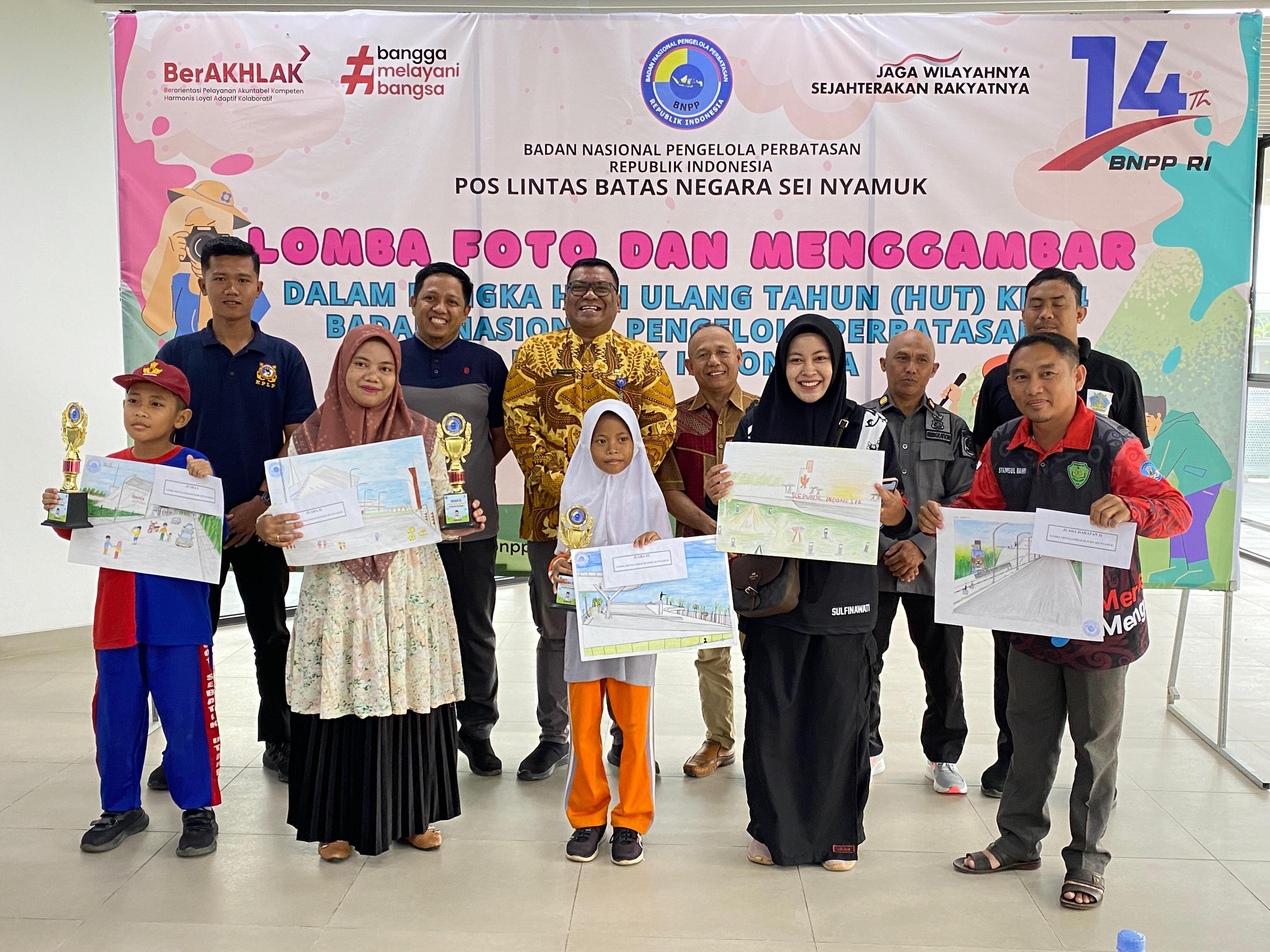 Peringati HUT ke-14 BNPP, PLBN Sei Nyamuk Gelar Lomba Menggambar untuk Anak-anak di Perbatasan RI-Malaysia