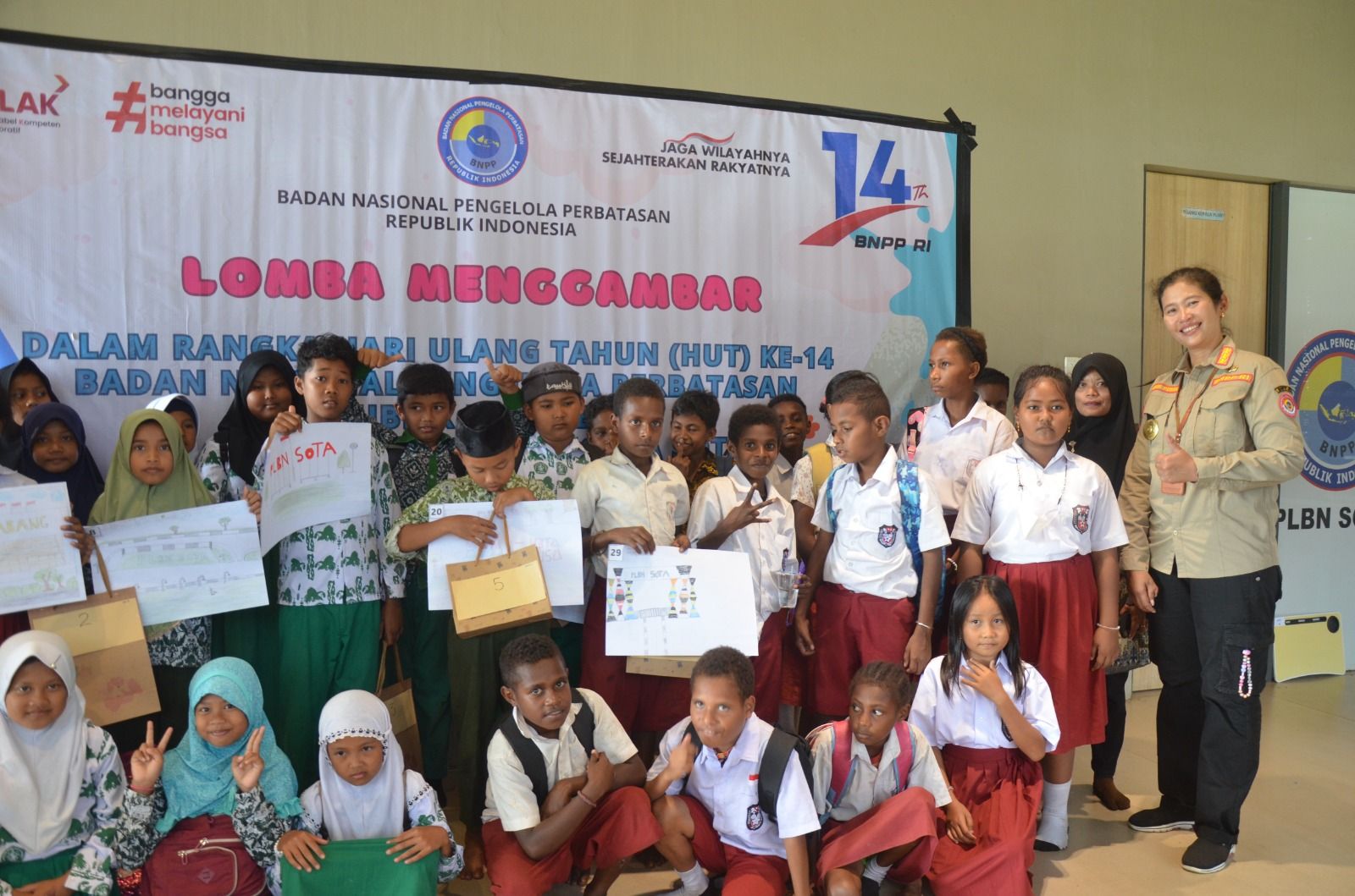 HUT ke-14 BNPP, PLBN Sota Bangun Kedekatan dengan Anak-anak dalam Lomba Menggambar