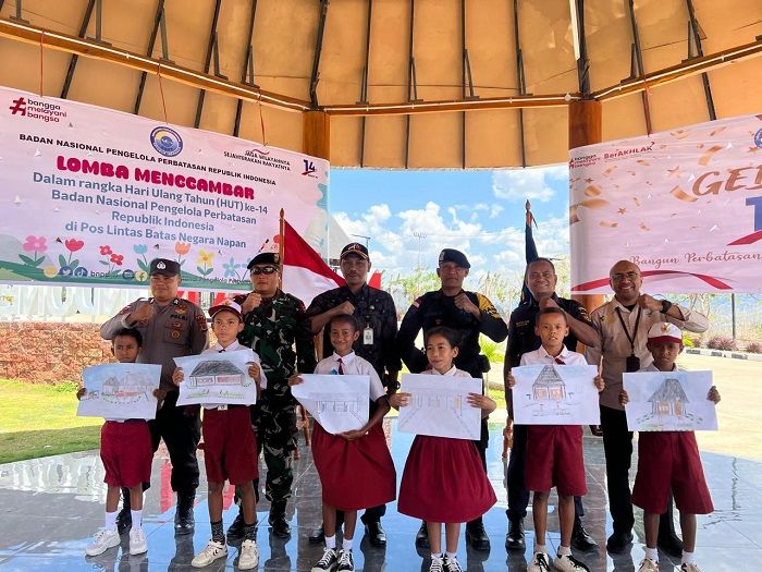 Tingkatkan Kreativitas Anak Sekolah Dasar, PLBN Napan Gelar Lomba Menggambar di HUT ke-14 BNPP