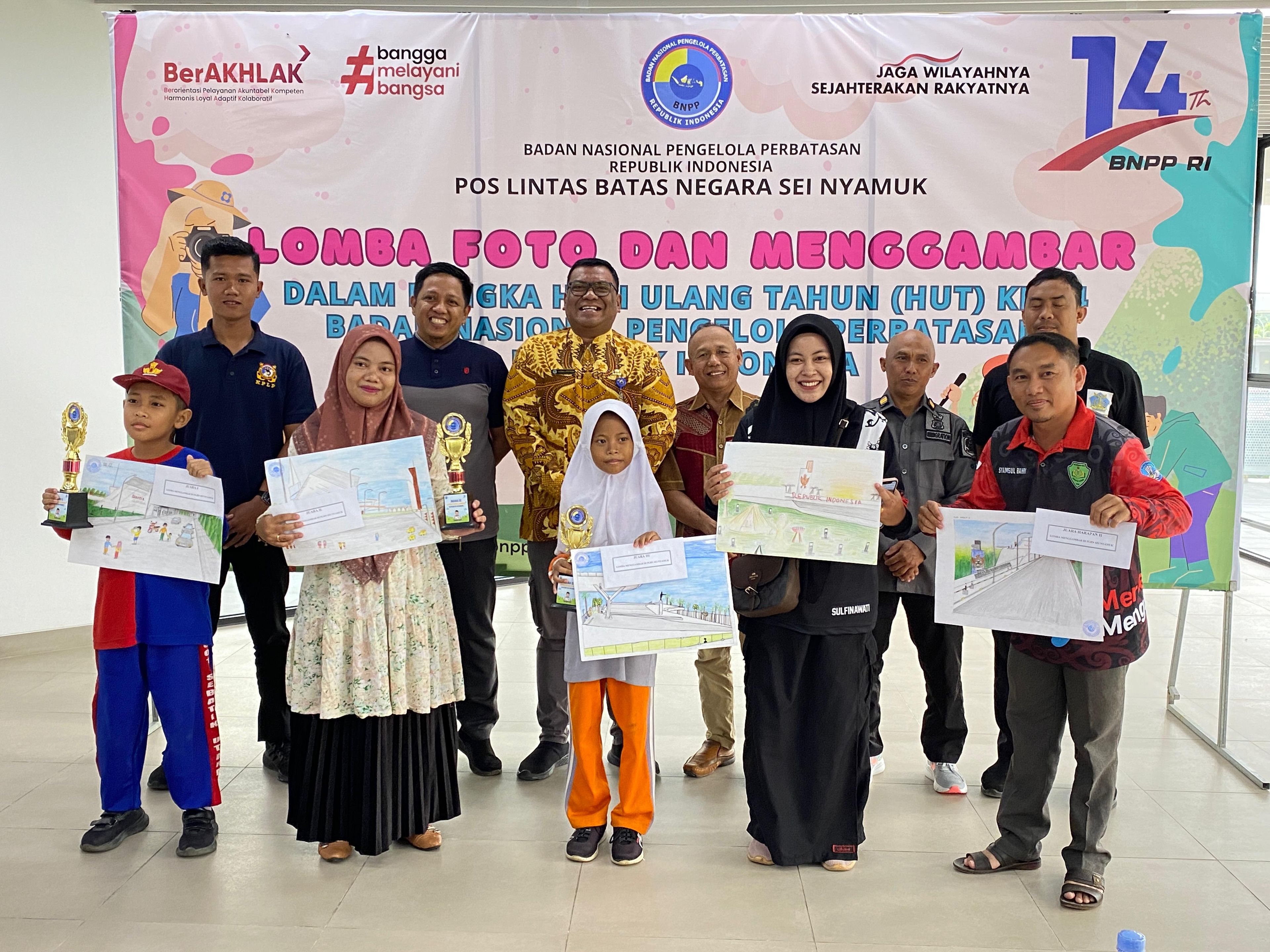 Peringati HUT ke-14 BNPP, PLBN Sei Nyamuk Gelar Lomba Menggambar untuk Anak-anak di Perbatasan RI-Malaysia