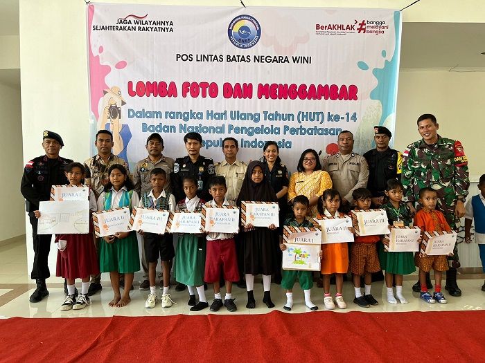 Meriahkan HUT ke-14 BNPP RI, PLBN Wini Gelar Perlombaan Menggambar dan Mewarnai